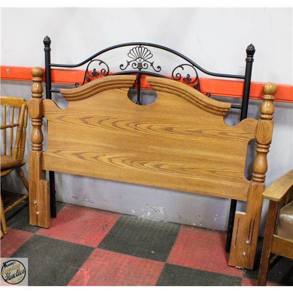 WOOD HEAD BOARD WITH METAL FRAME QUEEN SIZE