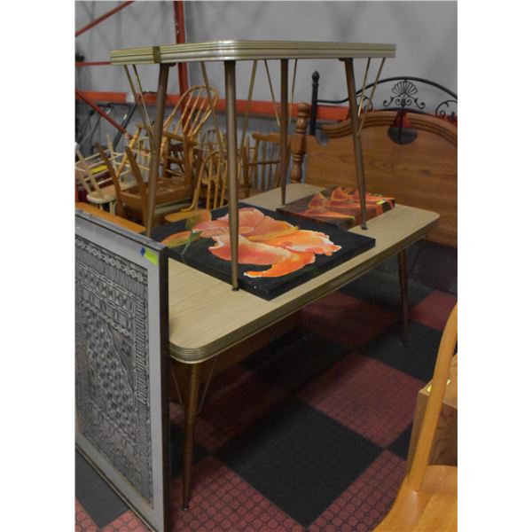 2 VINTAGE BEIGE MCM TABLES