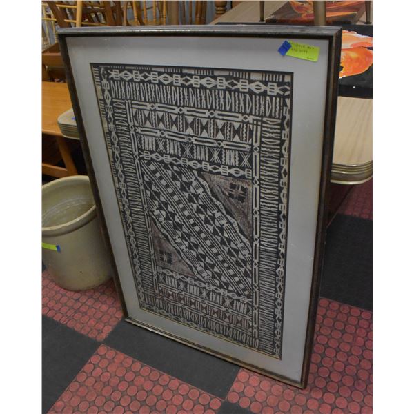 LARGE ART DECO FRAMED PICTURE