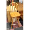 Image 1 : TALL WOOD BAR STOOL CHAIR WITH BACK