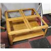 Image 1 : WOOD COFFEE TABLE WITH 4 GLASS TOP 35"X 15"