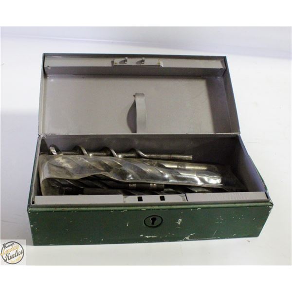 LOT OF VARIOUS DRILL BITS IN METAL CASE