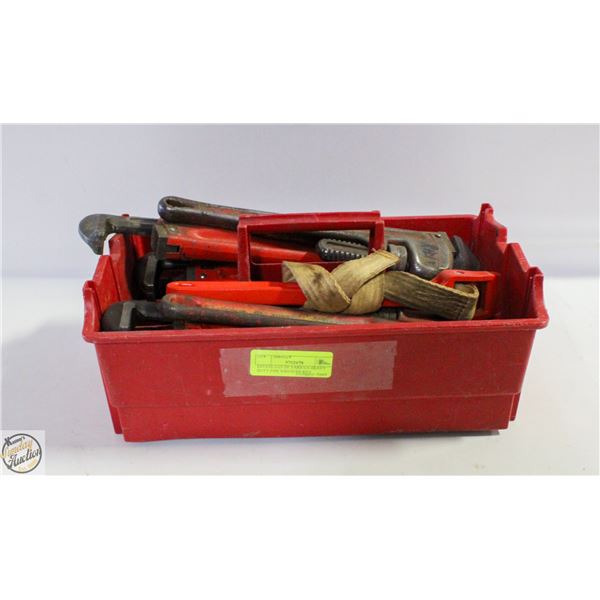 ESTATE LOT OF VARIOUS HEAVY DUTY PIPE WRENCHS RIGI