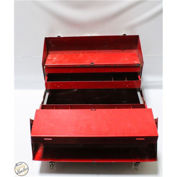 TOOL BOX OF VARIOUS WRENCHES AND SNIPS