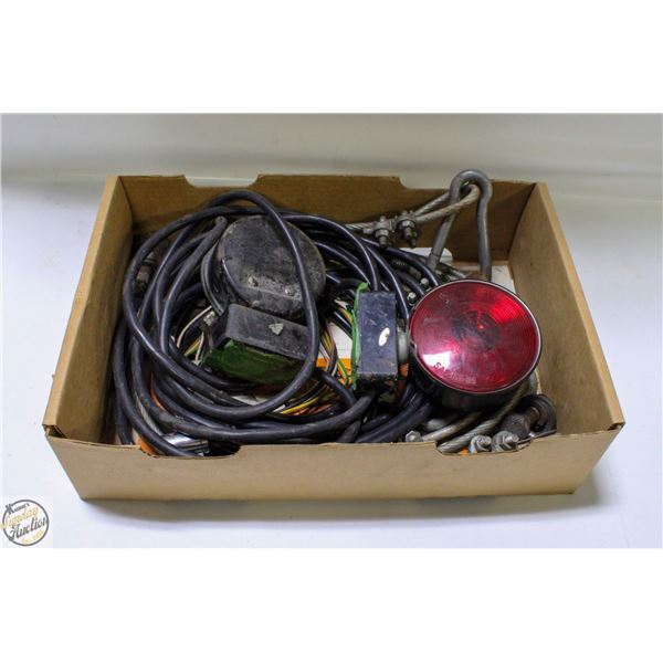 VINTAGE TOWBAR WITH CABLE AND LIGHTS