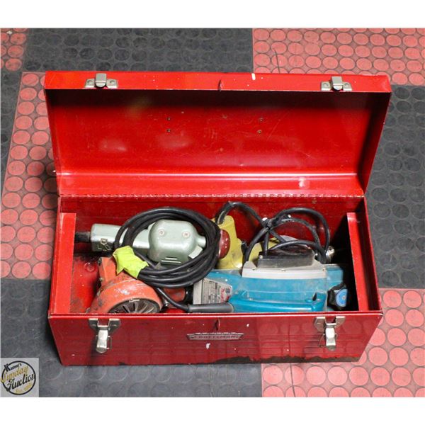 LOT OF VARIOUS TOOLS CORDS REPAIRED IN TOOL BOX