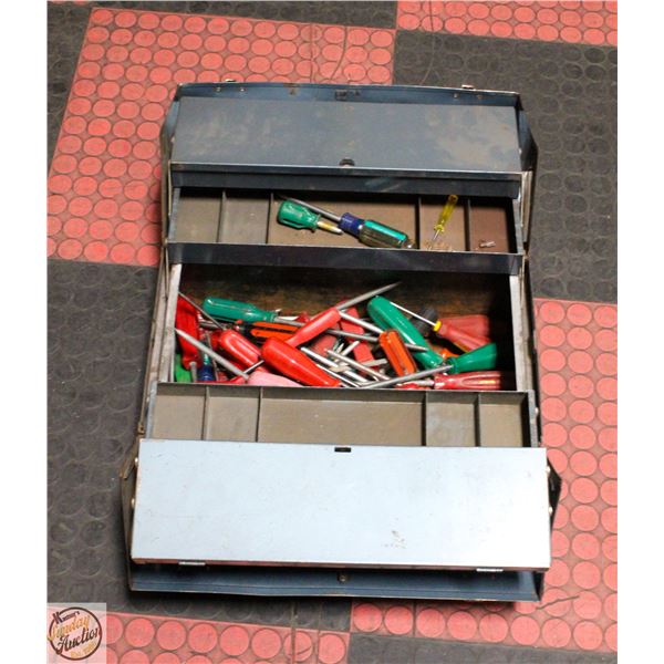 ESTATE TOOLBOX OF VARIOUS SCREWDRIVERS