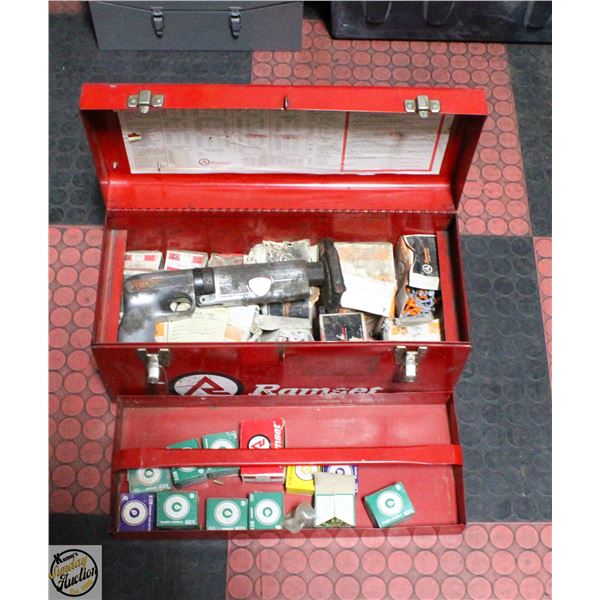 VINTAGE RAMSET TOOL BOX WITH TOOL AND SUPPLIES