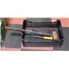 Image 1 : USED 8LB MALLET AND USED  AXE IN BLACK CRATE