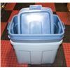 Image 1 : 3 RUBBERMAID 78L TUBS WITH LIDS ASSORTED COLOURS