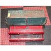 Image 1 : VINTAGE METAL TOOL BOX FOLD OUT TOP WITH 2