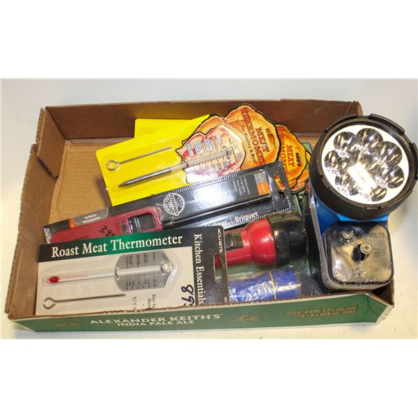 FLAT OF NEW OLD STOCK FLASHLIGHTS, LIGHTER AND