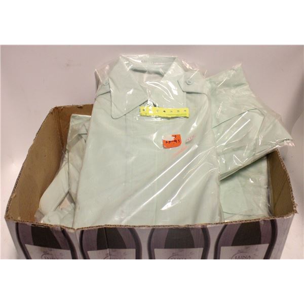 BOX OF BUTTON UP SHIRTS SIZE LARGE STAMPED 1980
