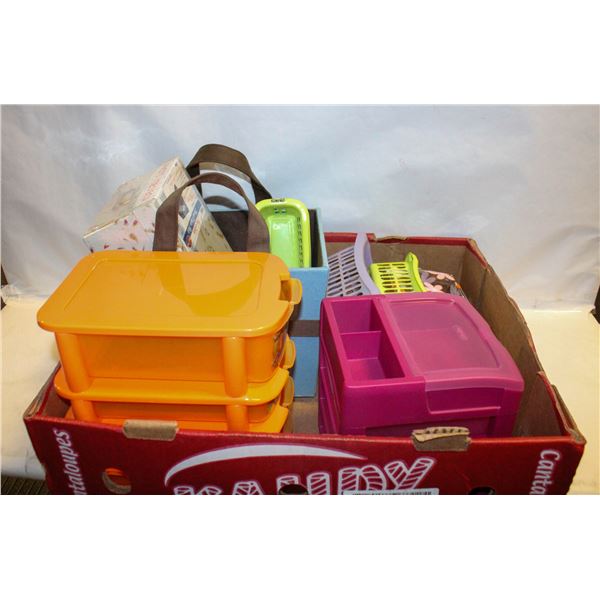 LOT OF STORAGE BINS/BOXES