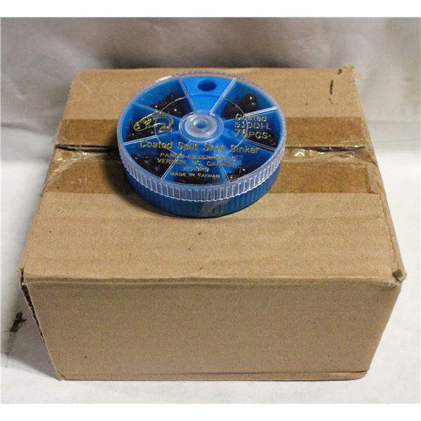 12 CANISTERS W/76 PCS COATED SPLIT SHOT FISHING