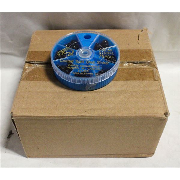 12 CANISTERS W/76 PCS COATED SPLIT SHOT FISHING