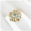 Image 7 : Retro 14k Rosy Yellow Gold Unique Shape Aquamarine in Scalloped Shell Split Ring