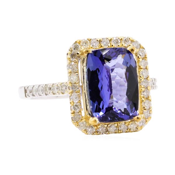 3.31 ctw Tanzanite and Diamond Ring - 14KT White Gold