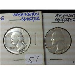 1951-S And 1952 Silver Washington Quarters