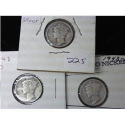 1943, 43-D And 43-S Mercury Dimes