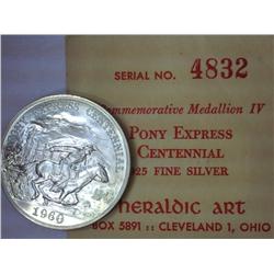 1960 Pony Express Centennial Sterling Medallion