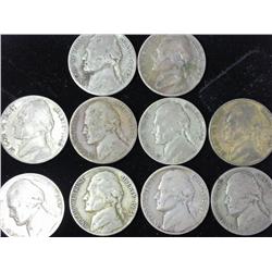 10 Assorted Jefferson Silver War Nickels
