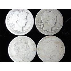 4 Assorted Barber Quarters