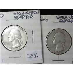 1952-D And 1953-S Silver Washington Quarters