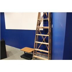 12' wooden step ladder and small stand