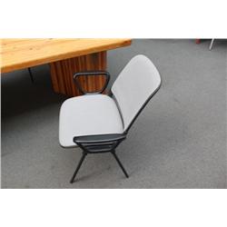 5 grey arm chairs
