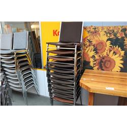 11 brown stacking chairs