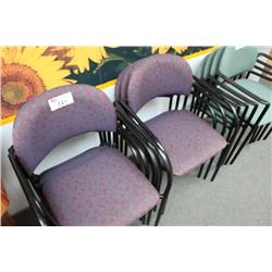 7 purple stacking chairs