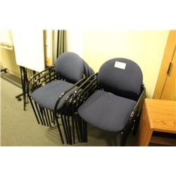 10 blue stacking chairs