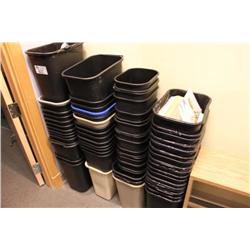 lot of garbage cans and computers