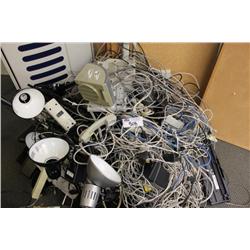 large lot of phone supplies, lamps and cork boards