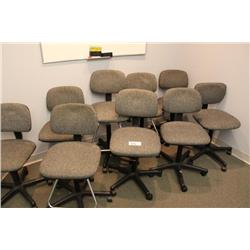 9 grey office chairs and stools
