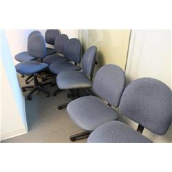 8 blue office chairs
