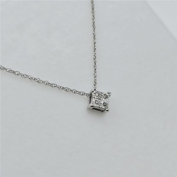 STERLING SILVER NATURAL DIAMOND (0.03CT) PENDANT WITH STERLING SILVER CHAIN, W/A $190.00. DIAMOND IS