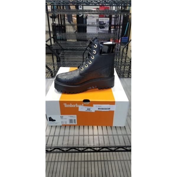 NEW TIMBERLAND STONE STREET 6 IN LACE WATERPROOF BLACK FULL GRAIN BOOT, SIZE WMENS 8.5