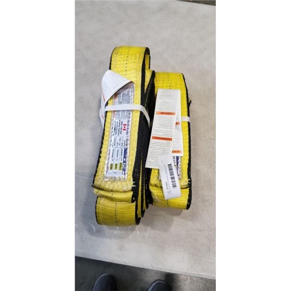2 RECOVERY STRAPS, AS NEW, BOTH 3 INCH, 8FT AND 16FT