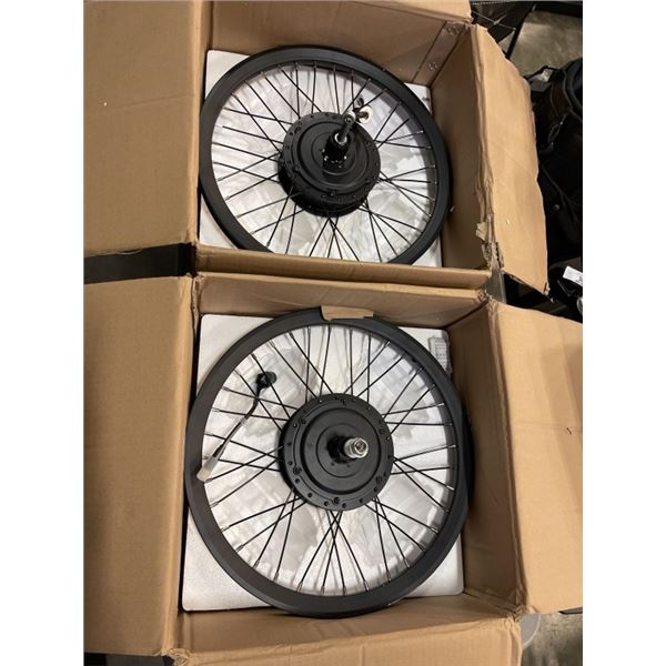 2NEW 16INCH REAR ELECTRIC BIKE WHEEL WITH MOTOR, DAMAGED CABLE CONNECTOR, TORN