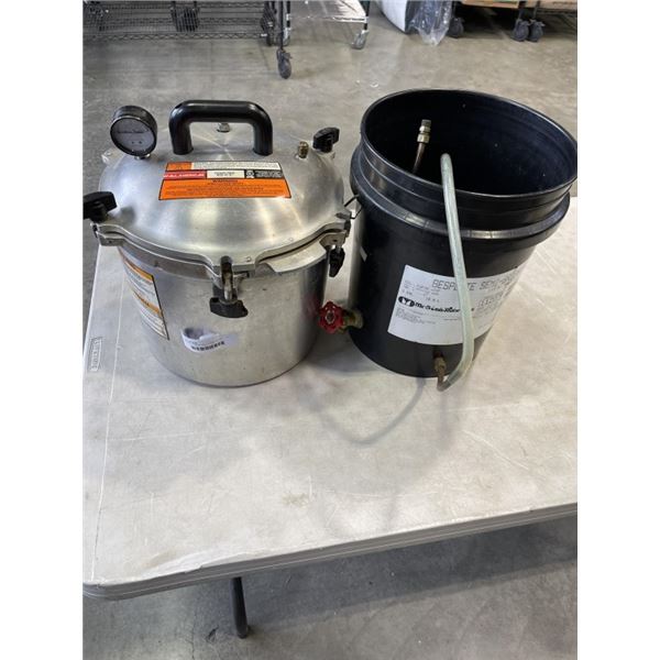 ALTERED PRESSURE COOKER WITH COPPER COIL IN BUCKET
