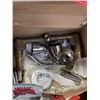 Image 2 : 4 BOXES OF MISC ITEMS - SHOP FLUIDS, LIGHT FIXTURE, BATHROOM FAUCETS, ETC