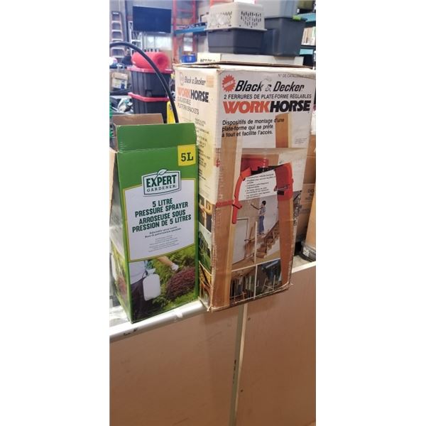 GARDEN SPRAYER AND WORK HORSE SAW BRACKETS