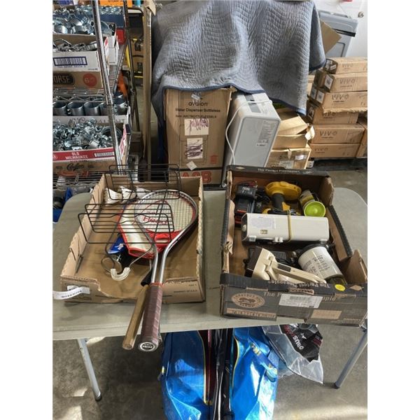 ASSORTED SHOP ITEMS AND POWER TOOLS, TENNIS RACQUETS