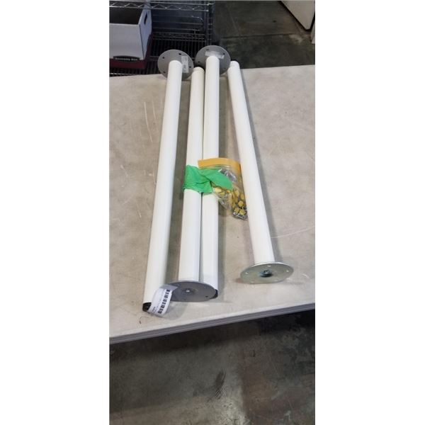 4 IKEA  ADILS WHITE TABLE LEGS AND HARDWARE