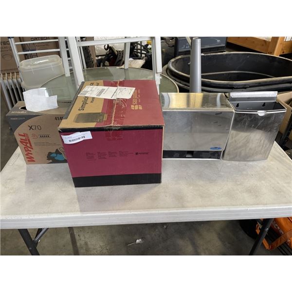 STAINLESS BATHROM DISPENSERS AND NEW HANDS FREE DISPENSER