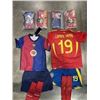 Image 3 : 6 NEW 'LAMINE YAMAL'  #19 BARCELONA  SOCCER UNIFORMS, INCLUDES JERSEY, SHORTS AND SOCKS,  2 SIZE 20,