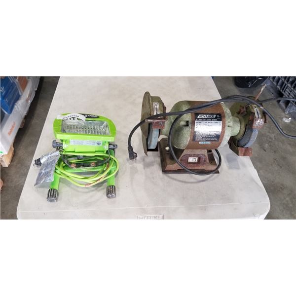 HEAVY DUTY BENCH GRINDER AND WORK LIGHT