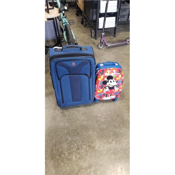 SWISS ROLLING SUITCASE AND MICKEY MOUSE YOUTH SUITCASE